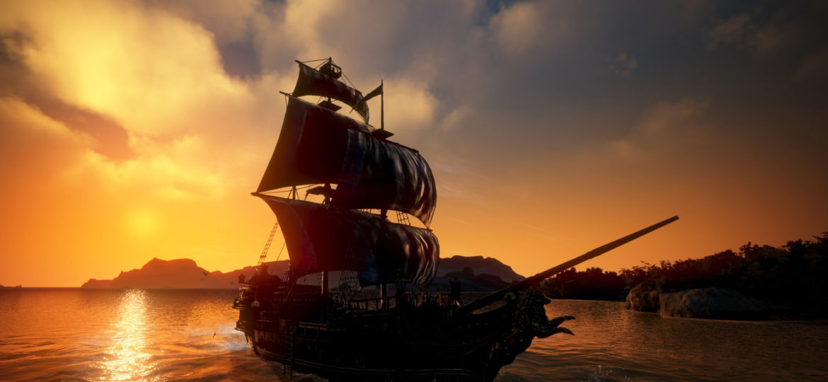 Schiff im Sonnenuntergang